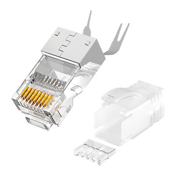 山澤 Cat.8 10Gbps 50u 三件式工程級網路水晶頭/RJ45網路頭  40mm  透明  10個