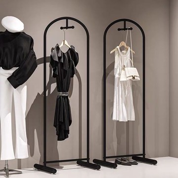 免運/可開票 工廠直銷 超低價 黑色簡約落地網紅服裝店專用掛衣架落地式陳列架展示架鐵藝女裝 出貨快CH8827
