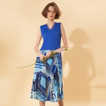 CLL巧玲瓏 藝術壓褶無袖洋裝 7195113