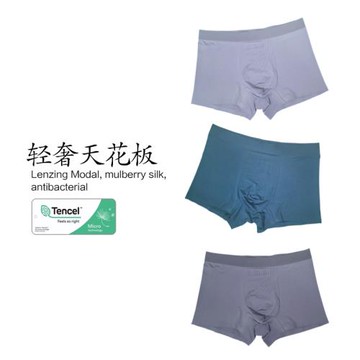 百分百桑蠶絲120S天絲男士內褲平角透氣10A抑菌無痕平角男短褲