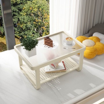 公司貨 超低價 簡約簡飄窗茶幾奶油玻璃窗長虹日式小桌子家用榻榻米方形矮桌 快速發貨