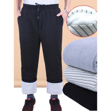 棉褲男外穿冬季加厚東北保暖松緊帶高腰中老年棉褲男老人寬松爺爺