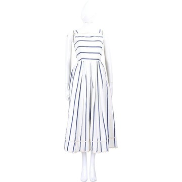 Max Mara-WEEKEND GIANO 白藍條紋棉絲混紡連身裙 洋裝