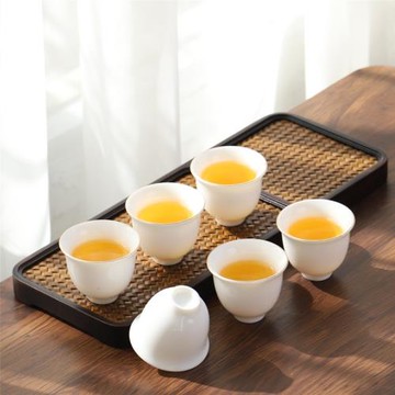 德化羊脂玉白瓷家用簡約功夫喝茶小茶杯中式陶瓷喝茶品茗杯10只裝