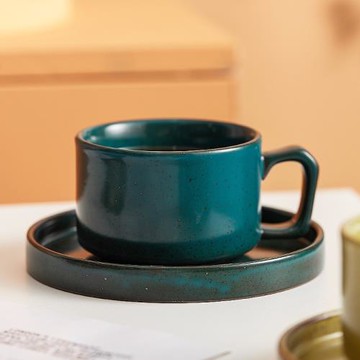 日式復古咖啡杯碟套裝家用ins風陶瓷甜品早餐杯子高顏值下午茶具