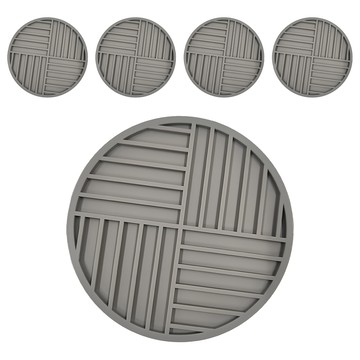 KOUJI叩吉好物 矽膠隔熱墊 S05 16cm 5入組  奶奶灰  1組