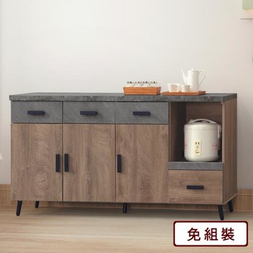 【AS雅司】索萊爾橡木美耐皿仿石5尺碗盤餐櫃-160×40×78cm