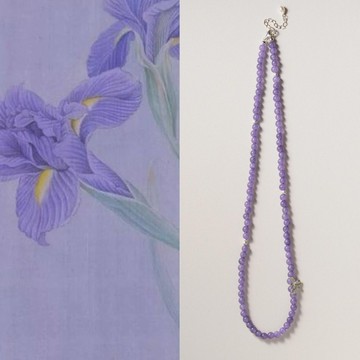 原創鳶絡鳶尾花天然紫玉髓s925純銀鎖骨項鏈生日禮物