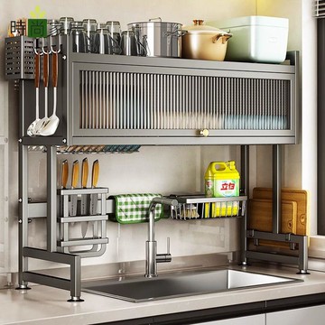 免運 廚房水槽置物架 碗架 瀝水架 碗架 槍灰廚房水槽置物架洗碗碟水池防塵碗柜臺面收納餐盤多功能瀝水架特惠/工廠直銷 全館八折 z1224