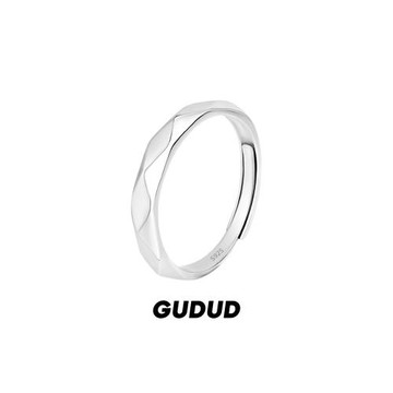 官方正品純銀菱格戒指男士潮流簡約高級感百搭單身戒指環素圈可調