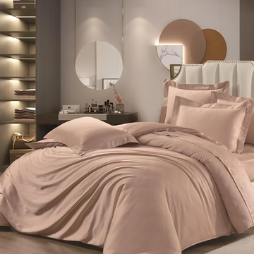 100%天絲兩用被床包組 床頭床尾ㄇ字型鬆緊帶  夕暮杏  單人