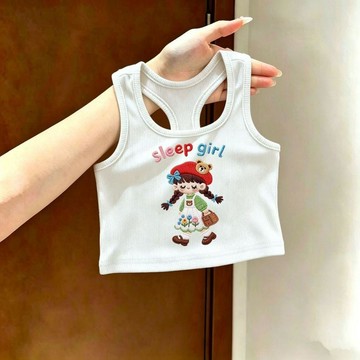 mori🎀mori仿刺繡女童夏季裝背心男女孩寶寶T恤薄款多巴胺工字上衣t