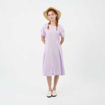 GIORDANO 女裝短袖連身洋裝 Natural Linen系列 - 32 蘭花瓣紫