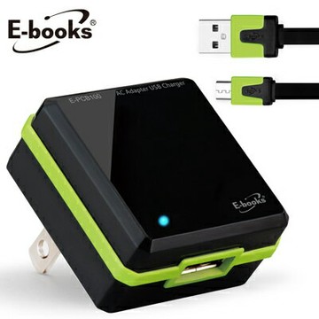 【文具通】E-books B9 AC轉USB快速充電傳輸組黑 E-PCB100BK【APP滿額下單10%點數(單一帳號最高1000點)】10/31止