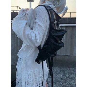 Antiphase異次 原創設計朋克機能盔甲造型黑色大容量斜跨包雙肩包