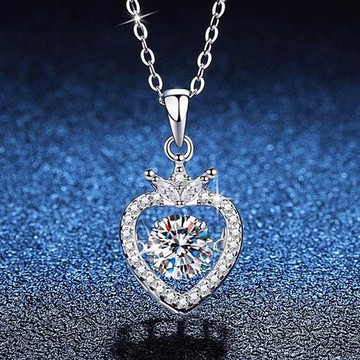 【巴黎精品】現貨+預購 頂級莫桑鑽石項鍊925純銀女項鍊項鏈鎖骨鏈情人節禮物-1克拉皇冠愛心女飾品a1kv24