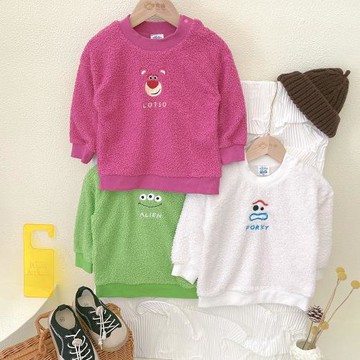 日單 玩具總動員 男女童寶寶雙層泰迪絨保暖卡通刺繡衛衣 95-120