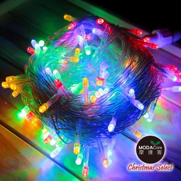 摩達客-100燈LED燈串聖誕燈樹燈串 (彩色光透明線)(附IC控制器)高亮度省電