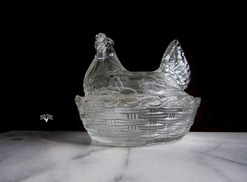 【老時光 OLD-TIME】早期台灣製母雞造型玻璃儲物罐