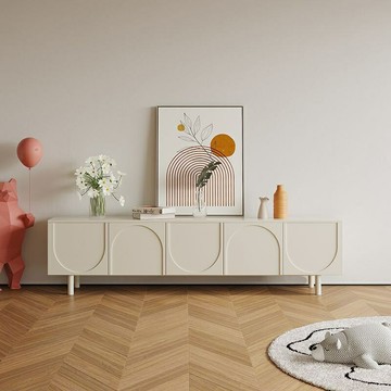 奶油風電視櫃茶幾組閤法式輕奢2022新款客廳高端電視機櫃簡約現代