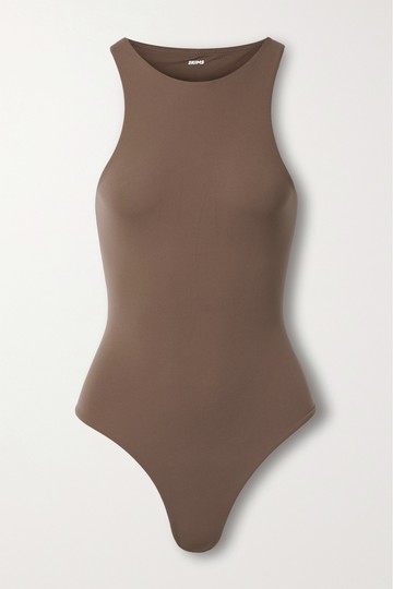 Skims - Fits Everybody Stretch-satin Jersey Thong Bodysuit - Oxide - Neutral - XXS