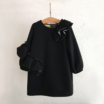 Cineraria荷葉刷毛洋裝