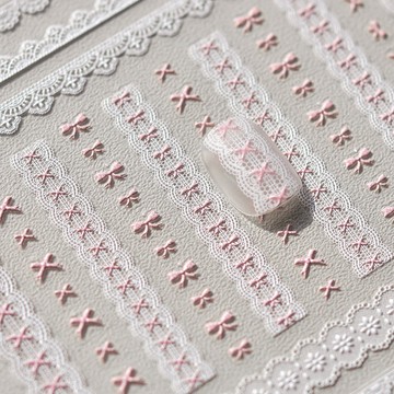 台灣現貨 tomoni 日系蕾絲蝴蝶結美甲貼紙 美甲飾品 背膠貼紙 背膠指甲貼 美甲貼片 美甲diy 甲子園
