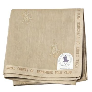 ROYAL COUNTY OF BERKSHIRE POLO CLUB卡其浮水印騎馬紋LOGO滾邊帕巾(47CM)