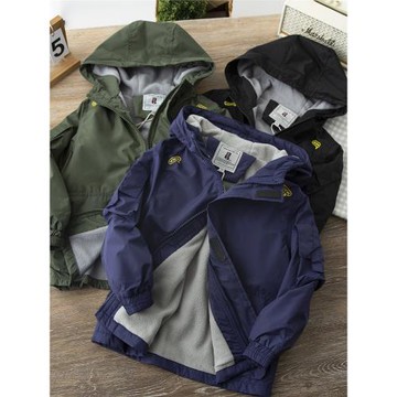 【2件8折】男童外套款防風百搭兒童裝秋冬季加絨拉鏈連帽沖鋒衣