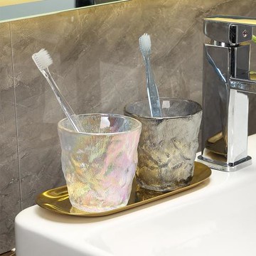 簡約ins北歐輕奢漱口杯家用玻璃刷牙杯套裝洗漱杯酒店賓館牙刷杯