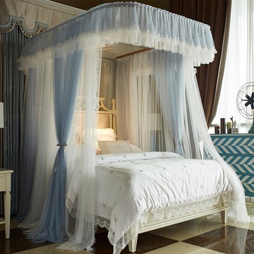 免運 快速出貨 新款導軌蚊帳家用u型軌道支架公主風加密加厚1.8m2米床宮廷落地式