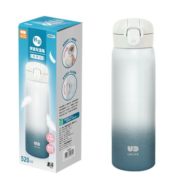 【UDiLiFE】樂司彈蓋輕量保溫瓶520ml 大口徑 隨行杯 輕量保溫瓶 手搖杯 汽車杯 水壺 陶瓷保溫杯 彈蓋 保冰