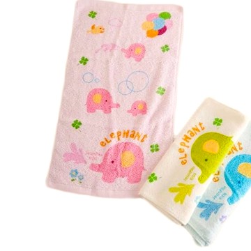 DASING 達興 水水大象印花童巾 52x27cm 100%棉  粉紅色 + 藍色 + 米黃色  12條