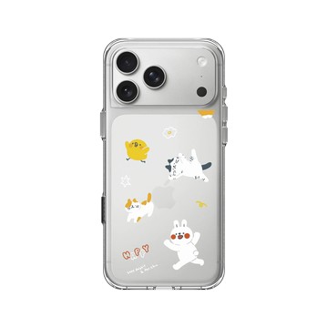 iPhone 17 Pro Max Clear Case（相機按鈕） 透明 - 懶散兔與啾先生 Lazy Rabbit and Mr.Chu - 貓貓