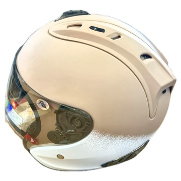 R3A6全罩式安全帽 奶茶白色 含一層護目鏡  S