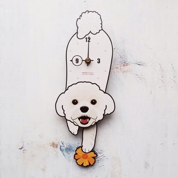 D-39 比熊犬 - 動物造型鐘擺鐘