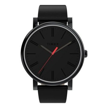 TIMEX 天美時 OG 42毫米 紅色秒針 皮錶帶脘錶(黑 TXTW2Y69200)