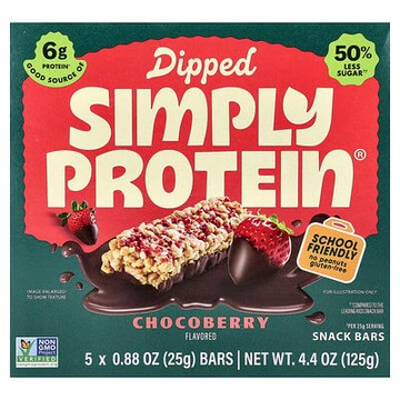 Simply Protein, 蛋白棒，Chocoberry，5 根，每根 0.88 盎司（25 克）
