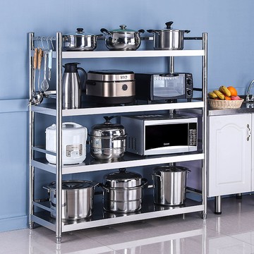 【誠宜居家】100x45x130公分 (三面圍欄-四層不鏽鋼置物架)升級款加粗加厚-加強底部橫梁 收納架 不鏽鋼置物架 不銹鋼置物架 廚房不銹鋼置物架 置物架 家電架 廚房架 架子