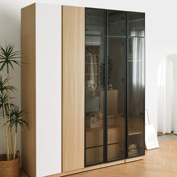 Milky高被櫥黑玻衣櫃組240公分-上下吊組合 完美主義【X0228-A2】