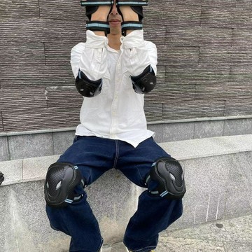 【兔子】輪滑滑冰成人兒童輪滑鞋護具護膝防撞加厚滑板長板自行車運動護膝免運