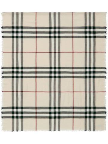 Burberry - raw-cut checked wool scarf - unisex - Wool - One Size - Neutrals