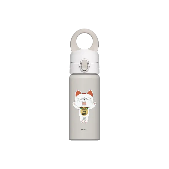 磁吸水壺 AquaStand 不鏽鋼 480cc - 無吸管 貝殼灰 - DanDaDan 膽大黨 - 角色系列-高速婆婆(招財貓)飛踢