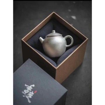 季度窯小銀壺鎏銀茶壺日式泡茶迷你壺功夫茶具陶瓷銀釉茶壺高級感