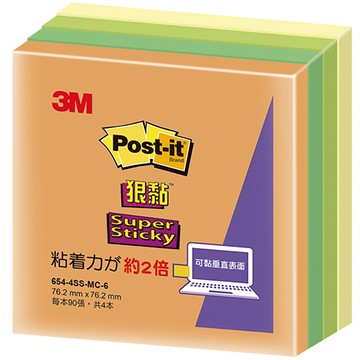 3M利貼狠黏便條紙磚 654-4SS-MC-6