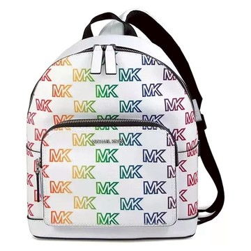 MICHAEL KORS 滿版LOGO彩字皮革後背包 13S37S3LCOB2L  白底彩色LOGO  320 x 230 x 120mm