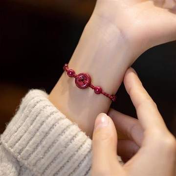 【巴黎精品】硃砂手鍊朱砂腳鍊-平安扣編織福牌紅繩女飾品12款a1gi3