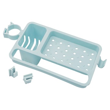 多功能水龍頭瀝水置物架 多檔可調 附帶配件 抗壓耐摔 堅固耐用 收納肥皂毛巾等小物 廚房浴室皆可使用  藍色  3個