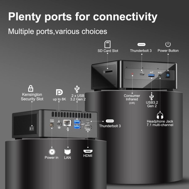 GEEK+ ミニPC NUC11PAHi7 Barebone ブラック | LINEショッピング