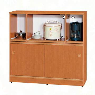 文創集-南亞塑鋼     莫尼 南亞塑鋼4.1尺雙拉門三拉盤中高電器櫃/餐櫃/收納櫃-124.3x40.8x114.2m免組